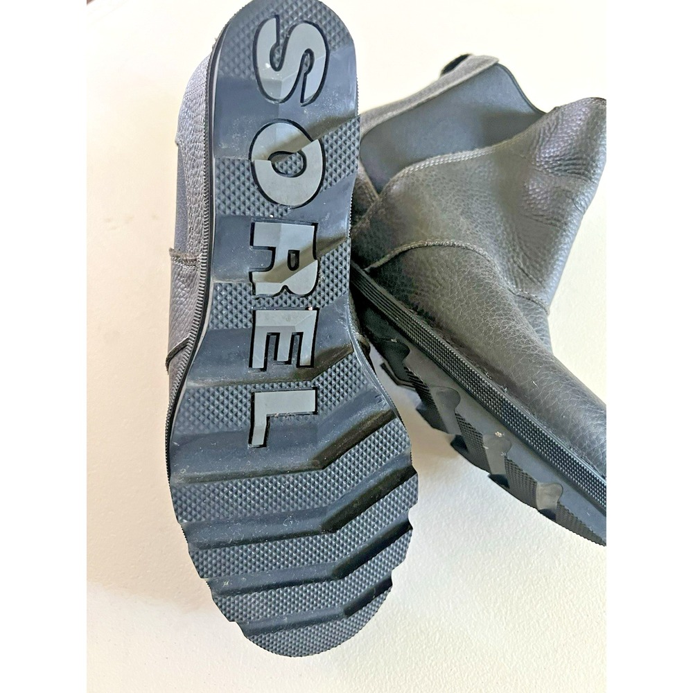 Sorel Gray Leather Joan Of Arctic Wedge Pull On Bootie Ankle Boot Waterproof 12 - Picture 6 of 9